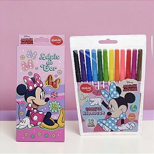Conjunto Canetinha e Lápis de Cor - Minnie Mouse - Disney Original - 1 unidade - Molin - Rizzo
