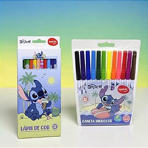 Conjunto Canetinha e Lápis de Cor - Stitch - Disney Original - 1 unidade - Molin - Rizzo