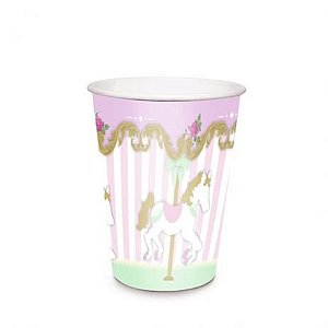 Copo de Papel Festa Carrossel 240ml - 8 unidades - Cromus - Rizzo Festas