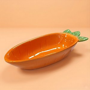 Petisqueira Funda de Páscoa em Dolomita - Cenoura Laranja / Verde - 9x18x5,5cm - 1 unidade - Rizzo