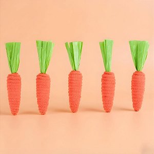 Cenoura Decorativa de Páscoa - Espiral Laranja / Verde - 12,5x2cm - 5 unidades - Cromus - Rizzo