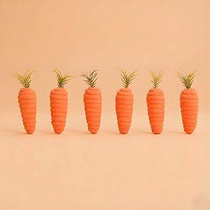 Cenoura Decorativa de Páscoa - Mini Cenoura Espiral - Laranja / Verde - 9x2cm - 6 unidades - Cromus - Rizzo