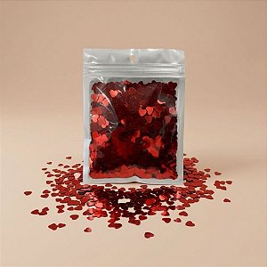 Mini Confete Metalizado Vermelho - Coração - 15g - 1 unidade - Rizzo
