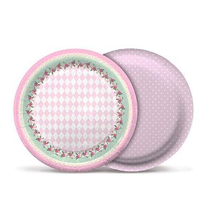 Prato Redondo Festa Carrossel 21cm - 8 unidades - Cromus - Rizzo Festas