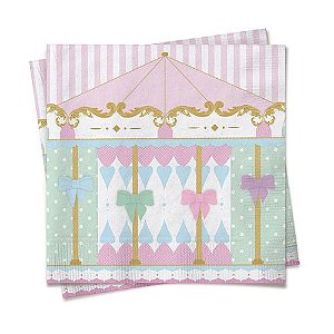 Guardanapo Festa Carrossel - 33cm - 20 unidades - Cromus - Rizzo Festas