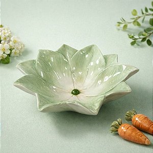 Enfeite Decorativo em Cerâmica - Flor Verde - 16x16x4,5cm - 1 unidade - FlorArte - Rizzo