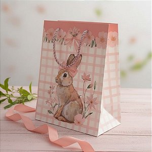 Sacola de Papel Premium de Páscoa - Rosa Candy - 23x18x10cm - 1 unidade - FlorArte - Rizzo