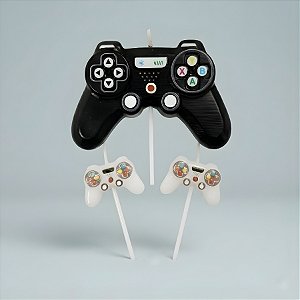 Vela Controle de Videogame - Preto e Branco - 9x8cm - 3 unidades - Rizzo