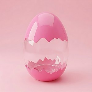 Ovo Transparente Casquinha - Rosa Claro - 7x11x7cm - 10 unidades - Rizzo