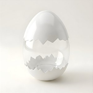 Ovo Transparente Casquinha - Branco - 6x10x6cm - 10 unidades - Rizzo