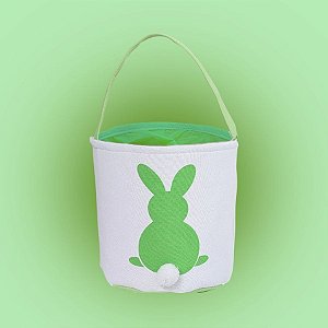 Cesta Decorativa de Páscoa - Silhueta do Coelho - Verde - 17x17x18cm - 1 unidade - Rizzo