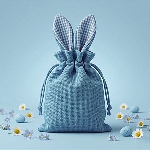 Saco de Páscoa com Orelha - Azul -13x12cm - 1 unidade - Rizzo
