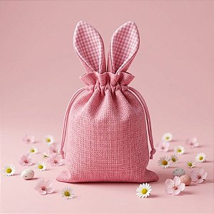 Saco de Páscoa com Orelha - Rosa -13x12cm - 1 unidade - Rizzo