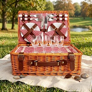 Kit Cesta Pic Nic 42,5x30x18cm com 23 Peças - 1 unidade - Rizzo