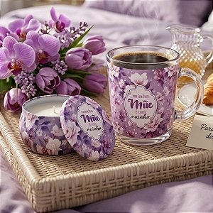 Kit Presenteável Caneca de Vidro e Vela Aromática - Minha Mãe é Uma Rainha - 1 unidade - Rizzo