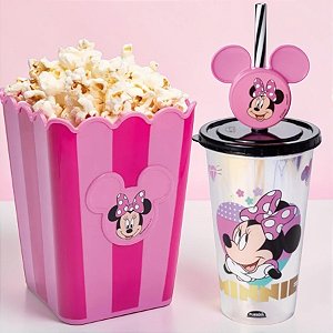 Kit Cinema - Balde de Pipoca e Copo Holográfico - Minnie Mouse - Disney Original - 1 unidade - Plasútil - Rizzo