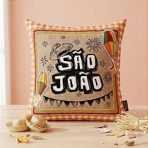Almofada Decorativa de Festa Junina - São João - Laranja - 43cm  - 1 unidade - Rizzo - Rizzo