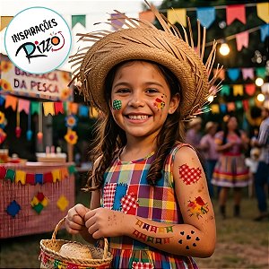Tatuagem Temporária Para Pele - Arraiá Menina - 36 Tatuagens - 1 unidade - Regina - Rizzo