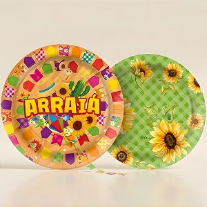 Prato de Papel Redondo - Arraiá - 18x18cm - 8 unidades - Regina - Rizzo