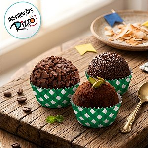 Forminha de Pape N°5 Para Docinhos Xadrez Verde - Arraiá - 3x1,5x3cm - 100 unidades - Regina - Rizzo