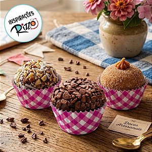 Forminha de Pape N°5 Para Docinhos Xadrez Rosa - Arraiá - 3x1,5x3cm - 100 unidades - Regina - Rizzo