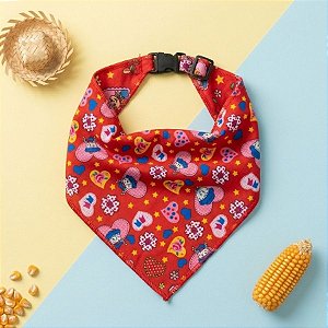 Lenço Caipira M - Festa Junina - Vermelho com Corações - 1 unidade - Rizzo