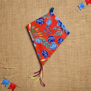 Enfeite Decorativo para Pendurar de Festa Junina - Pipa de Tecido Chita - Vermelho e Azul - 60x46cm - 1 unidade - Rizzo