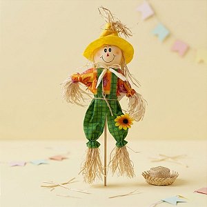 Espeto para Jardim Espantalho de Festa Junina - Verde -  41cm - 1 unidade - Rizzo