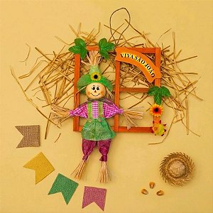 Enfeite para Pendurar de Festa Junina - Espantalho Na Janela - 33cm - 1 unidade - PartiuFesta - Rizzo