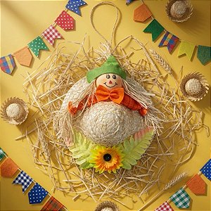 Enfeite para Pendurar de Festa Junina - Chapéu com Espantalho - Verde - 19,5cm - 1 unidade - Rizzo