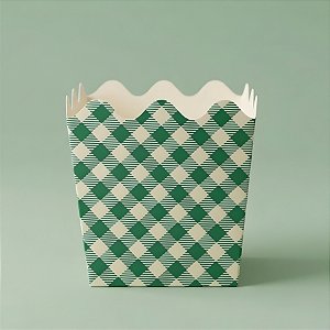 Cachepot de Papel - Xadrez Verde - 9,5x9x9,5cm - 8 unidades - Rizzo
