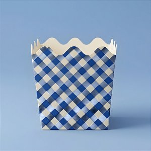 Cachepot de Papel - Xadrez Azul - 9,5x9x9,5cm - 8 unidades - Rizzo