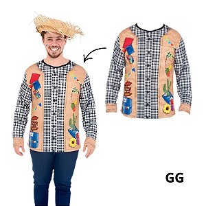 Fantasia Adulta de Festa Junina - Camisa São João - GG - 1 unidade - Rizzo