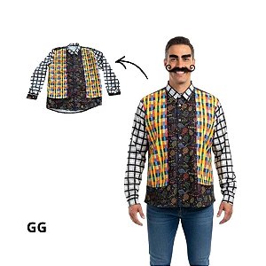 Fantasia Adulta de Festa Junina - Camisa Fitas - GG - 1 unidade - Rizzo