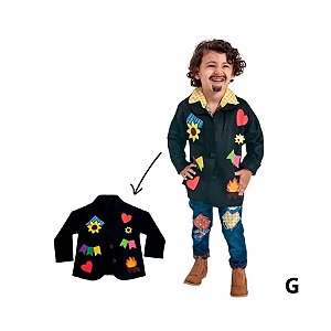 Fantasia Infantil de Festa Junina - Paletó Figuras - G - 1 unidade - Rizzo