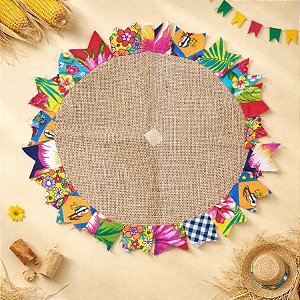 Souplast Junino de Juta - Bandeirinhas Chita Colorida - 39cm  - 1 unidade - Rizzo