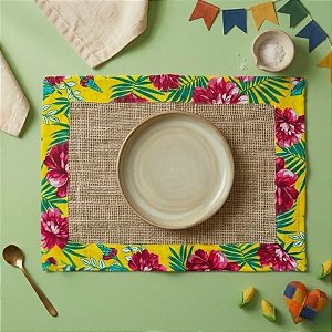 Jogo Americano Junino de Juta - Chita Amarelo - 46cm - 1 unidade - Rizzo