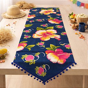 Trilho de Mesa Tecido Chita - Azul - 1,30m - 1 unidade - Rizzo