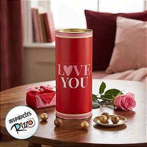 Lata para Presente Rígida - Love You  - 9x20cm - 1 unidade - Cromus - Rizzo