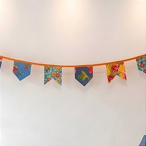 Varal De Bandeirinhas Festa Junina Chita - Cordão Laranja - 10 Bandeiras - 270cm - 1 unidade - Rizzo