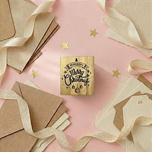 Carimbo de Madeira Artesanal - Merry Christmas - AFNT910 - 1 unidade - Rizzo