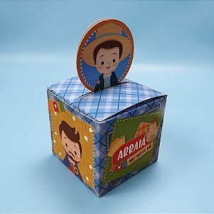 Caixa Pop Up  - Quadrilha Junina - Azul - 9x9cm - 10 unidades - Cromus - Rizzo