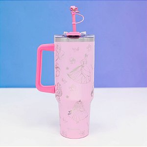 Caneca Térmica com Canudo - Princesas - Rosa - 1,15l - Disney Original - 1 unidade - Zonacriativa - Rizzo