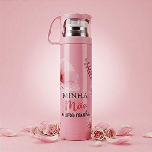 Garrafa Térmica Decorada - Rosa - Minha Mãe é Uma Rainha - 470ml  - 1 unidade - Rizzo