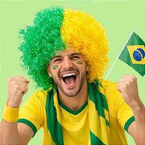 Peruca Brasil - Back Power Verde e Amarelo  - 1 unidade - Rizzo