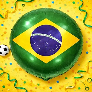Balão de Festa Microfoil Redondo - Verde e Amarelo - Bandeira do Brasil - 45cm - 50 unidades - Rizzo