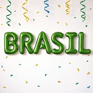 Balão de Festa Microfoil - Brasil - Verde - 40cm - 1 unidade - Rizzo