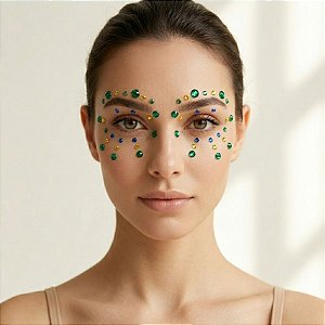 Adesivo Facial Copa do Mundo Strass - Brasil - Modelo 2 - 1 unidade - Rizzo