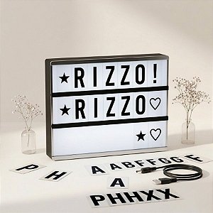 Luminária Led Light Box Letreiro, Numeral e Símbolos Preto - 30cm - 1 unidade - Rizzo