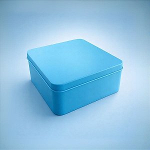 Lata de Metal Quadrada - Azul - 11,5x11,5x5,5cm  - 1 unidade - Rizzo